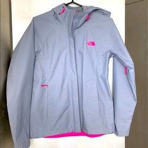 North Face rain jacket grey/hot pink detail